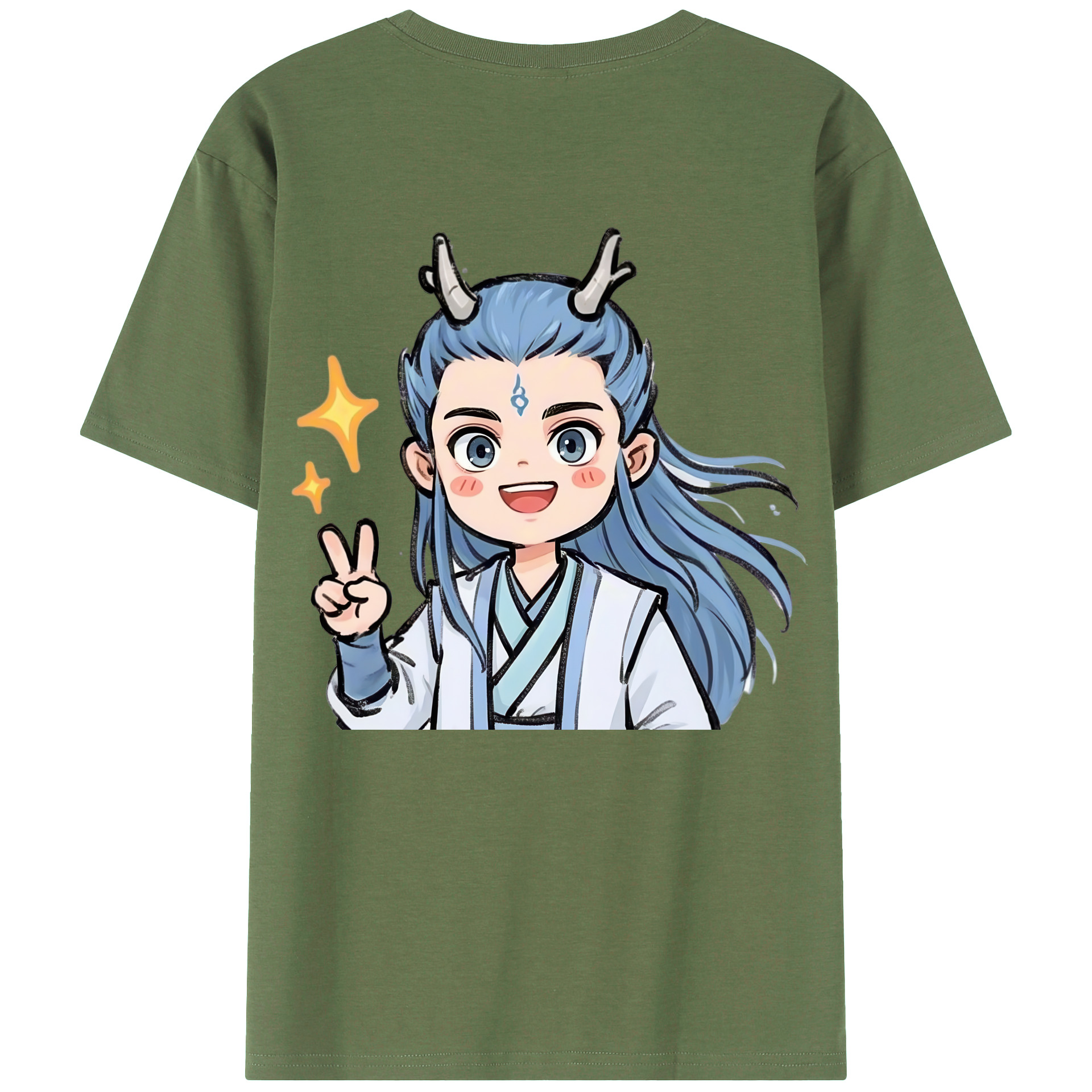 （画像用） Ne Zha 2 ナタ 魔童の大暴れ 綿100％ メンズ半袖Tシャツ（バックプリント） 通気性